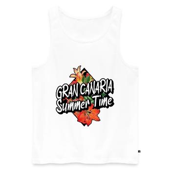 Gran Canaria Summer Sun Beach Sea Palm Trees - Men's Premium Organic Tank Top - white - Front - Michal (187cm)