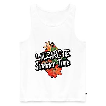 Lanzarote Sommer Sonne Strand Meer Palmen Urlaub - Männer Premium Bio Tank Top - Weiß - Vorne - Michal (187cm)