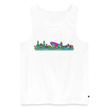Las Palmas City Skyline Gran Canaria Line Art - Men's Premium Organic Tank Top - white - Front - AI Model Male 178 light (178cm)