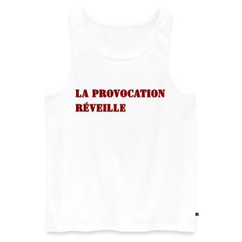 LA PROVOCATION RÉVEILLE - Débardeur bio Premium Homme - blanc - Devant - AI Model Male 178 light (178cm)