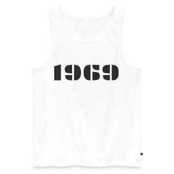 1969 - Männer Premium Bio Tank Top - Weiß - Vorne - AI Model Male 178 light (178cm)