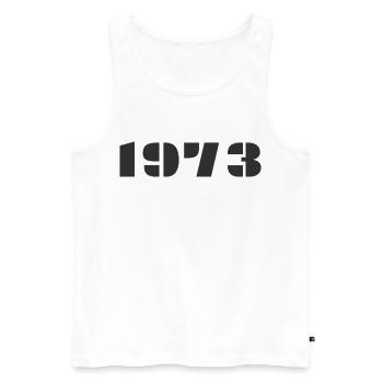 1973 - Men's Premium Organic Tank Top - white - Front - AI Model Male 178 light (178cm)