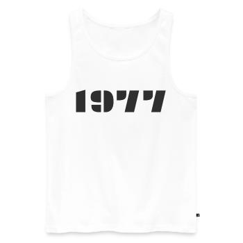 1977 - Débardeur bio Premium Homme - blanc - Devant - AI Model Male 178 light (178cm)