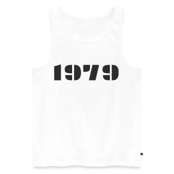 1979 - Men's Premium Organic Tank Top - white - Front - AI Model Male 178 light (178cm)