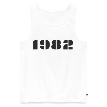 1982 - Männer Premium Bio Tank Top - Weiß - Vorne - Michal (187cm)