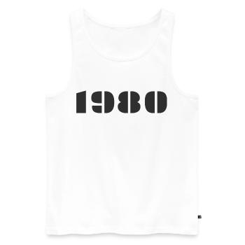 1980 - Männer Premium Bio Tank Top - Weiß - Vorne - Michal (187cm)