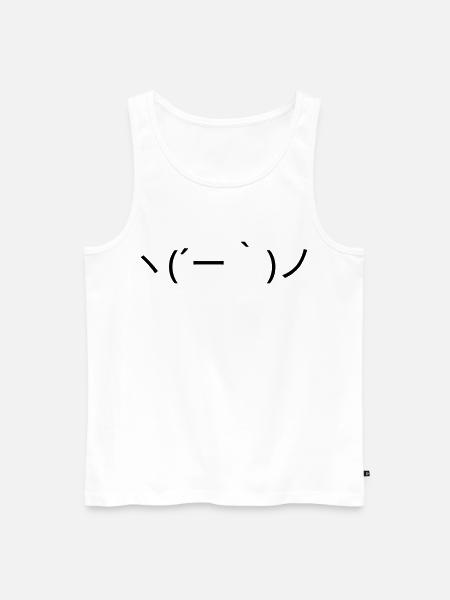 Relaxed Emote ヽ( ́ー')ノ Carefree Kaomoji - Men's Premium Organic Tank Top - white