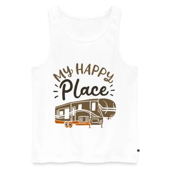 mein glücklicher Ort / Camping, RV Wohnmobil, Zelt - Männer Premium Bio Tank Top - Weiß - Vorne - AI Model Male 178 light (178cm)