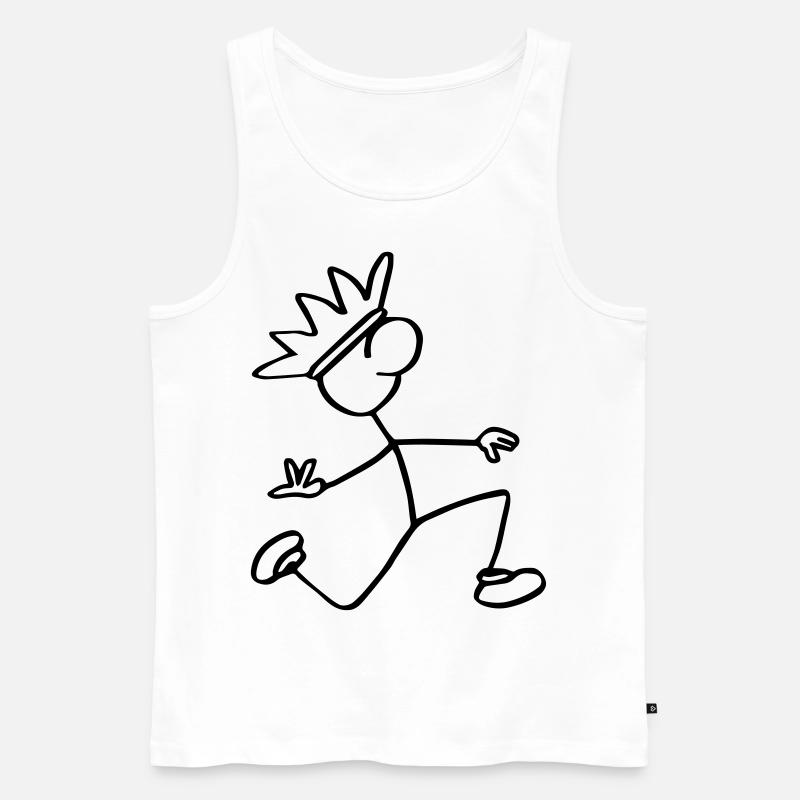 Strichmännchen König - Männer Premium Bio Tank Top - Weiß