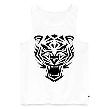 Tiger Tribal Wild Katze Cool Laune - Männer Premium Bio Tank Top - Weiß - Vorne - AI Model Male 178 light (178cm)