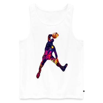 Dave Dunking Galaxy - Männer Premium Bio Tank Top - Weiß - Vorne - AI Model Male 178 light (178cm)