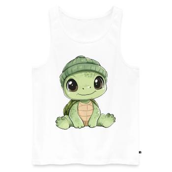 tortue mignon mignon bébé enfants animal dessin animé - Débardeur bio Premium Homme - blanc - Devant - Michal (187cm)