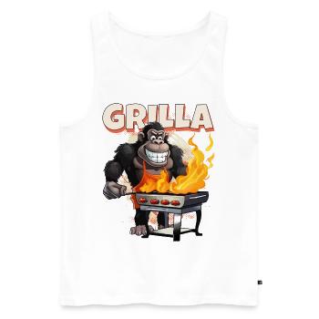 Grillen Grilla Griller Gorilla BBQ Spruch Lustig - Männer Premium Bio Tank Top - Weiß - Vorne - Michal (187cm)