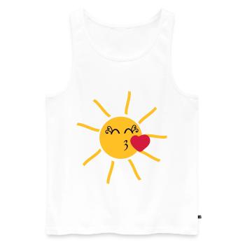 strahlende Sonne mit Kussmund und Herz - Männer Premium Bio Tank Top - Weiß - Vorne - Michal (187cm)