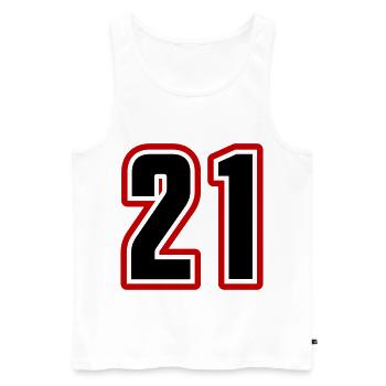 21 symbole de nombre - Débardeur bio Premium Homme - blanc - Devant - Michal (187cm)