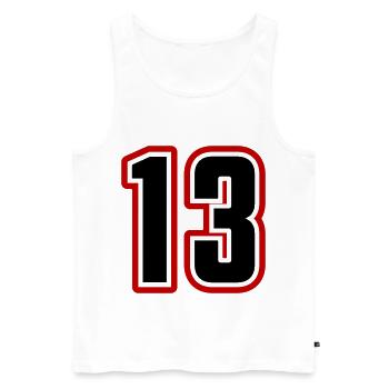 13 symbole de nombre - Débardeur bio Premium Homme - blanc - Devant - Michal (187cm)