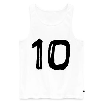 Trikotnummer - Zehn - Männer Premium Bio Tank Top - Weiß - Vorne - AI Model Male 178 light (178cm)