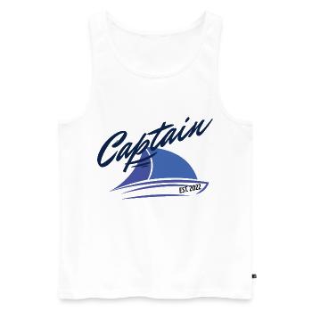 2022 Captain T-Shirt for sailors and skippers - Men's Premium Organic Tank Top - white - Front - AI Model Male 178 light (178cm)