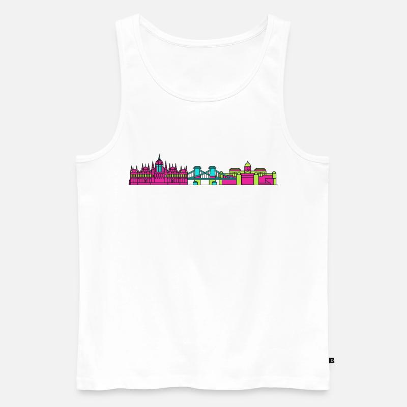 Budapester Stadtskyline-Parlament: Moderne Kunst - Männer Premium Bio Tank Top - Weiß