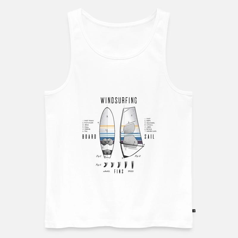 Windsurfausrüstung mit Flossen - Männer Premium Bio Tank Top - Weiß
