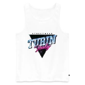 Turin Turin Turin Italie Ville Skyline Vintage Rétro - Débardeur bio Premium Homme - blanc - Devant - Michal (187cm)
