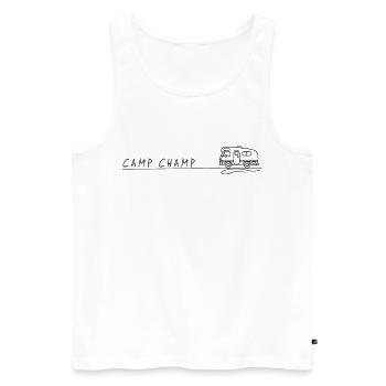Camp de camping-car Champ Spruch Camping - Débardeur bio Premium Homme - blanc - Devant - AI Model Male 178 light (178cm)