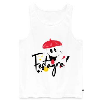 Festayre, béret et foulard rouge, faire la fête ! - Débardeur bio Premium Homme - blanc - Devant - AI Model Male 178 light (178cm)
