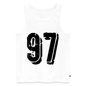 97 Zahl Trikot - Männer Premium Bio Tank Top - Weiß - Vorne - Michal (187cm)