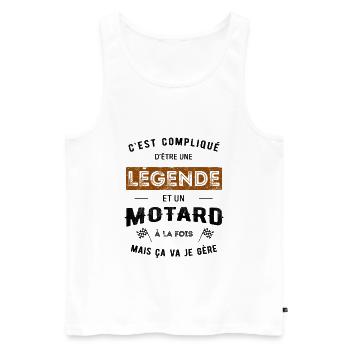 LÉGENDE ET MOTARD À LA FOIS - Débardeur bio Premium Homme - blanc - Devant - Michal (187cm)