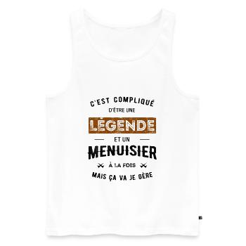 LÉGENDE ET MENUISIER - Débardeur bio Premium Homme - blanc - Devant - Michal (187cm)