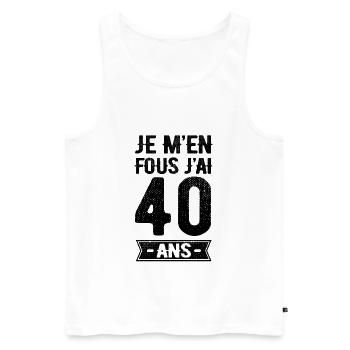 JE M'EN FOUS J'AI 40 ANS - Débardeur bio Premium Homme - blanc - Devant - Michal (187cm)