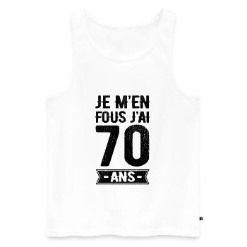 JE M'EN FOUS J'AI 70 ANS - Débardeur bio Premium Homme - blanc - Devant - Michal (187cm)