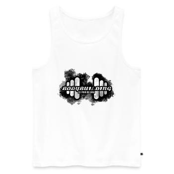 Logo Bodybuilding no pain no gain - Débardeur bio Premium Homme - blanc - Devant - Michal (187cm)