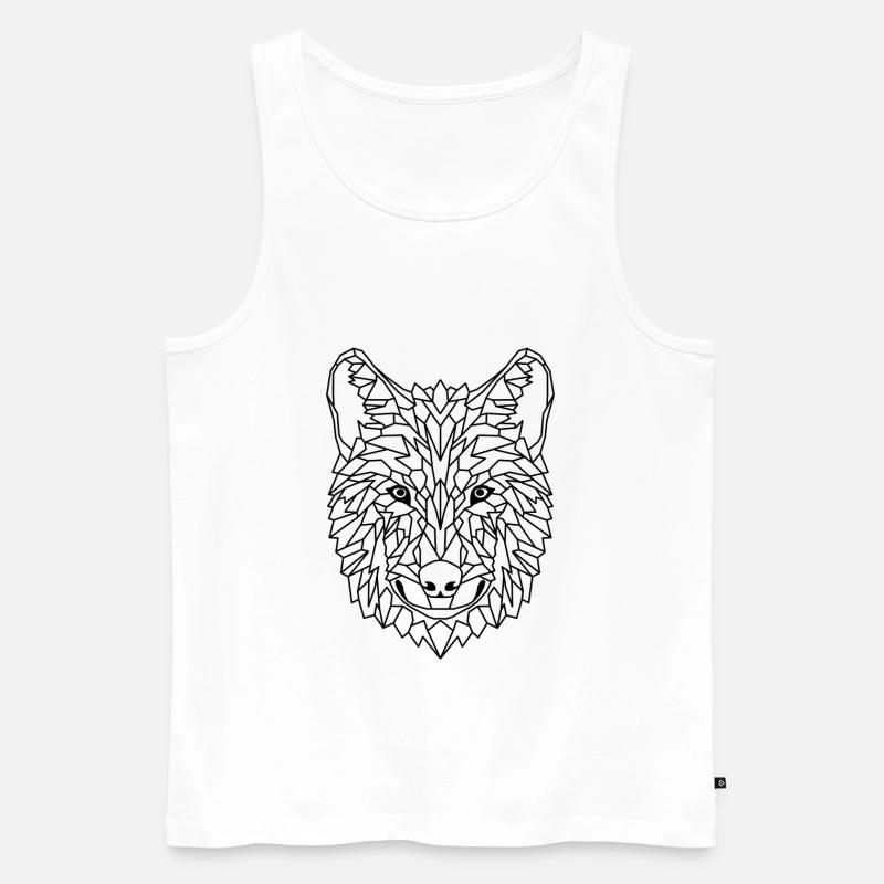 Wolf Geometric - Männer Premium Bio Tank Top - Weiß