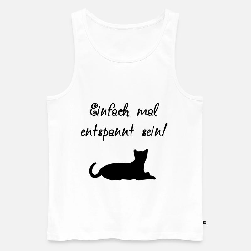 Schwarzer Katzen Spruch - Männer Premium Bio Tank Top - Weiß