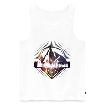 Emblem Alps Mountains Forest - Men's Premium Organic Tank Top - white - Front - Michal (187cm)