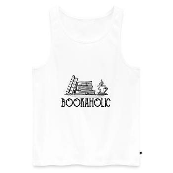 0287 livres | Bookaholic | Lecteur | livre - Débardeur bio Premium Homme - blanc - Devant - Michal (187cm)