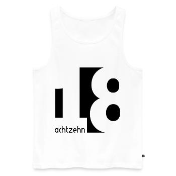 18 achtzehn - Männer Premium Bio Tank Top - Weiß - Vorne - Michal (187cm)