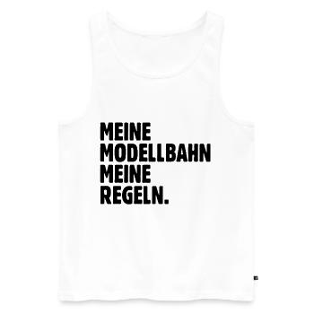 Meine Modellbahn meine Regeln - Eisenbahn Geschenk - Männer Premium Bio Tank Top - Weiß - Vorne - Michal (187cm)