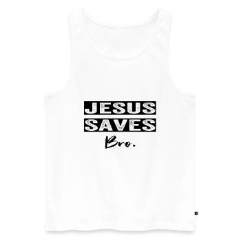 Jesus Christ Saves Bro Face Mask Christians - Men's Premium Organic Tank Top - white - Front - Michal (187cm)