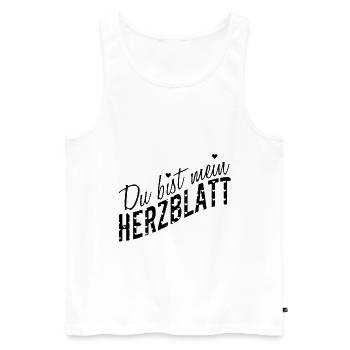 DU BIST MEIN HERZBLATT - Männer Premium Bio Tank Top - Weiß - Vorne - Michal (187cm)