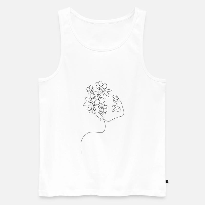 lineart das blumen mädchen - Männer Premium Bio Tank Top - Weiß