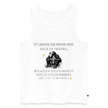 Rage de travail Cadeau humour - Débardeur bio Premium Homme - blanc - Devant - AI Model Male 178 light (178cm)