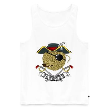 Tricot Tailleur Crochet Pirate Piratry Ahoy Kapit - Débardeur bio Premium Homme - blanc - Devant - Michal (187cm)