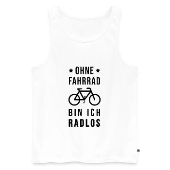 Ohne Fahrrad bin ich radlos - Männer Premium Bio Tank Top - Weiß - Vorne - Michal (187cm)