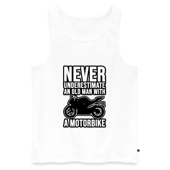 Never underestimate an old man with a motorbike ! - Débardeur bio Premium Homme - blanc - Devant - Michal (187cm)