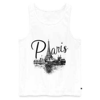 Paris Kunst Zeichnung Schwarz Weiß Eiffel - Männer Premium Bio Tank Top - Weiß - Vorne - AI Model Male 178 light (178cm)