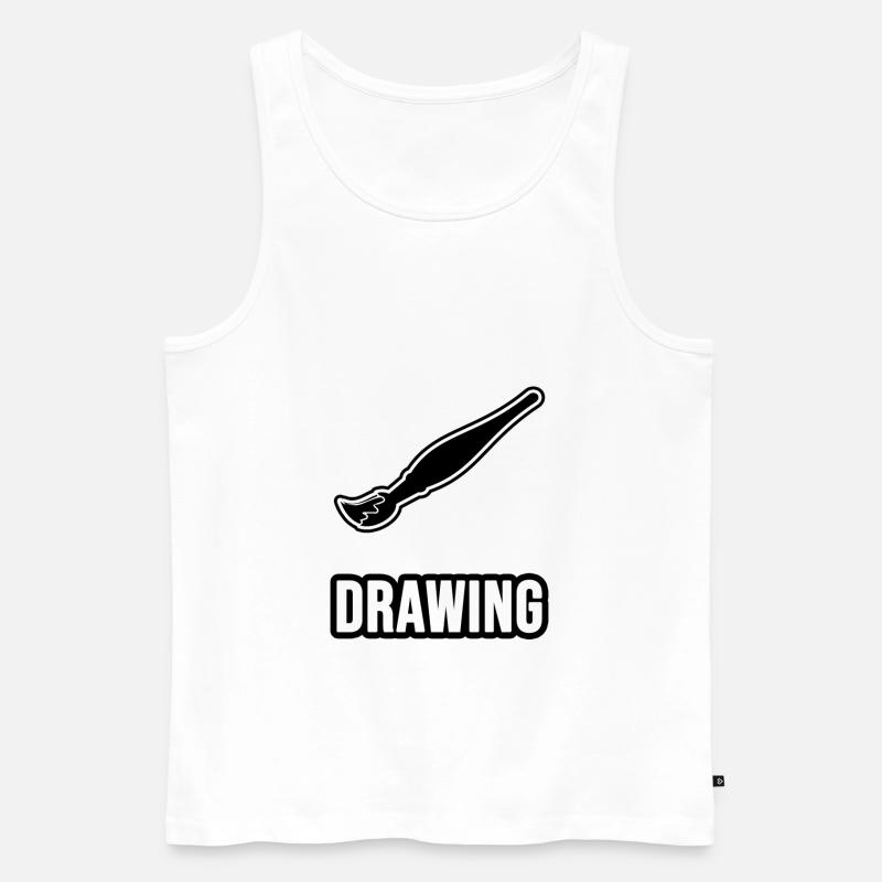 Drawing - Pinsel - Männer Premium Bio Tank Top - Weiß