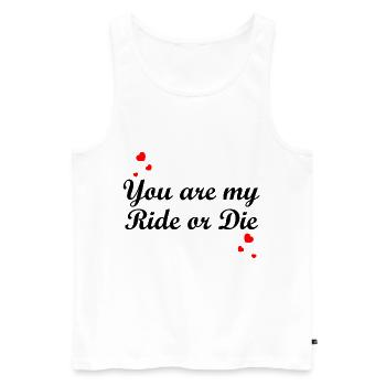 Vous êtes mon ride ou la | Love Couple amour - Débardeur bio Premium Homme - blanc - Devant - Michal (187cm)