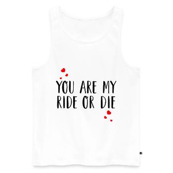 Vous êtes mon ride ou la | Love Couple amour - Débardeur bio Premium Homme - blanc - Devant - Michal (187cm)